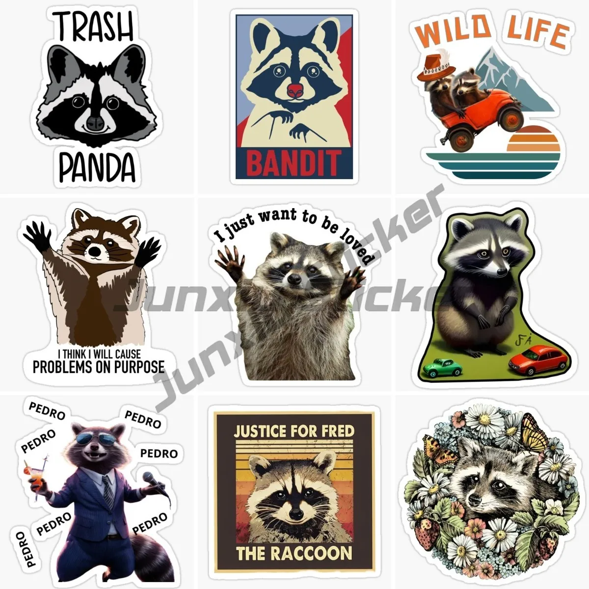 

Pedro Raccoon Stickers Vinyl Truck Window Glass Moto Bicycle Van Wall Door Room Car Self-adhesive Decal