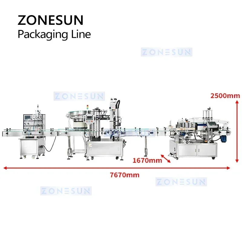ZONESUN Automatische Trigger-Flaschen-Verpackungsleitung, schlüsselfertige Lösung, Projekt, Reinigungsmittel, Abfüllung, Verschluss, Etikettiermaschine ZS-MPCL1
