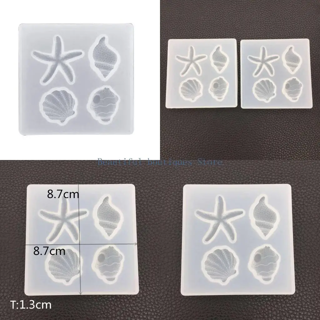 U4LF Fashion Sea for Shell Mold Mirror Crystal Epoxy Resin DIY Craft Pendant Silicone Mold Fondant Cake Decoration