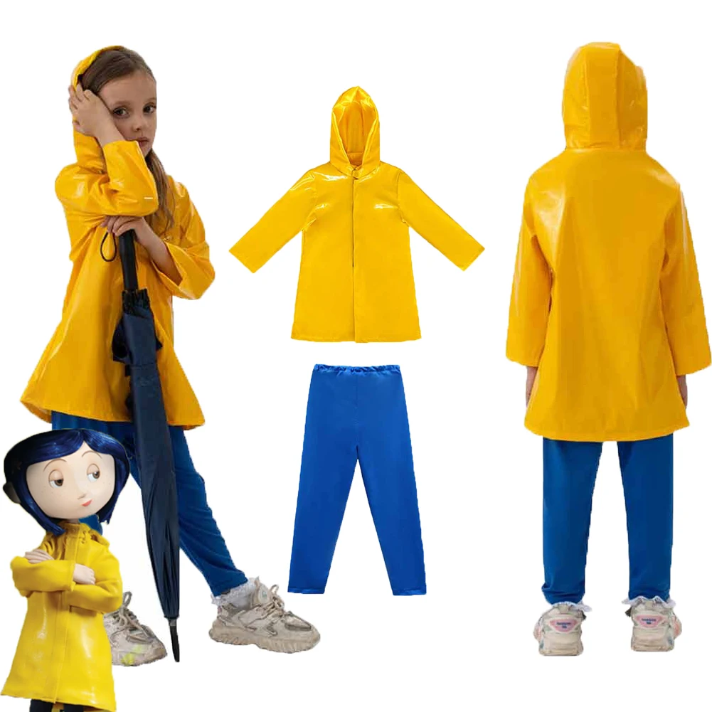 

Cartoon Movie The Secret Door Cos Coraline Cosplay Costume Fantasy Tops Pants For Kids Roleplay Halloween Carnival Party Suit