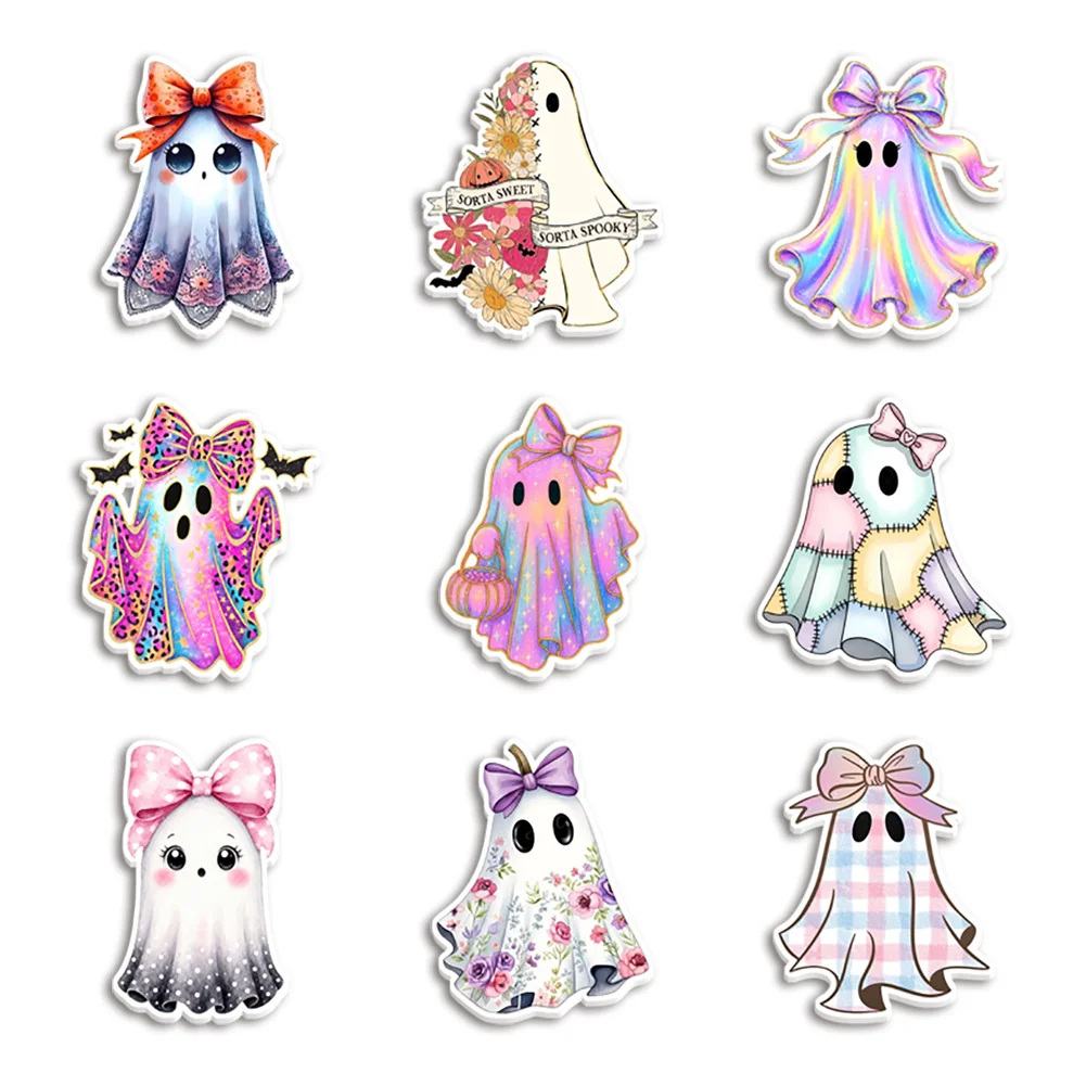 10pcs/lot Cute Ghost Halloween Resin Planar Acrylic Flatback for Bow Center Craft Supply Backpack Badge Decoration Pendant