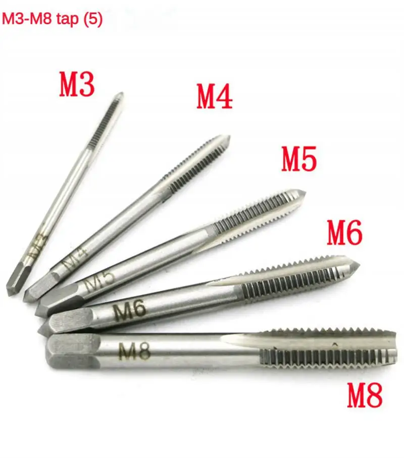 Adjustable Silver T Handle Ratchet Tap Holder Wrench With 5pcs M3 M8 3mm 8mm Machine Screw Thread Metric Plug T Shaped Tap