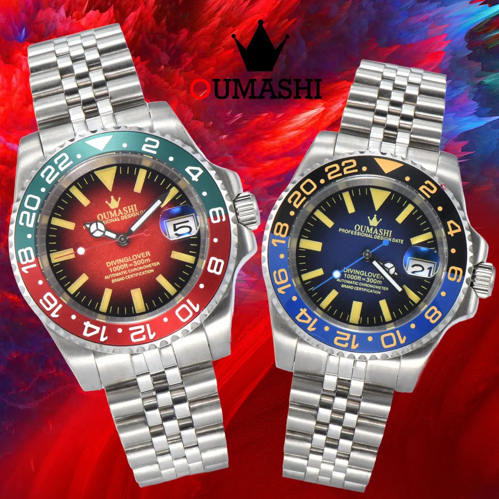 NH35 watch OUMASHI40mm luxury watch sapphire glass luxury watch stainless steel case luminous dial