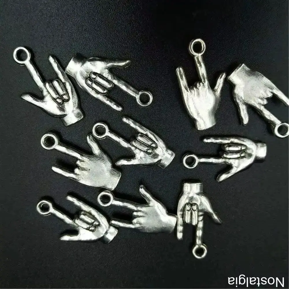 30Pcs Charm I love you gesture Sign Language pendant 23*13mm Antique Handmade Jewelry Making DIY Alloy accessories