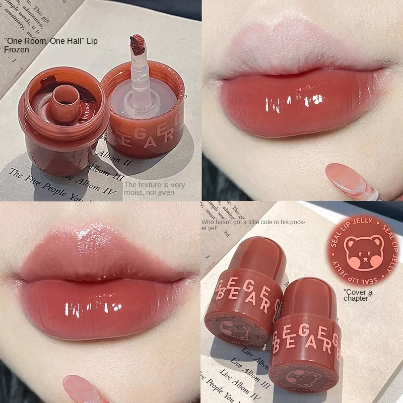 Gege bear radiant seal lip jelly, water gloss mirror lipstick lasting non-fading moisturizing jelly cartoon lip glaze