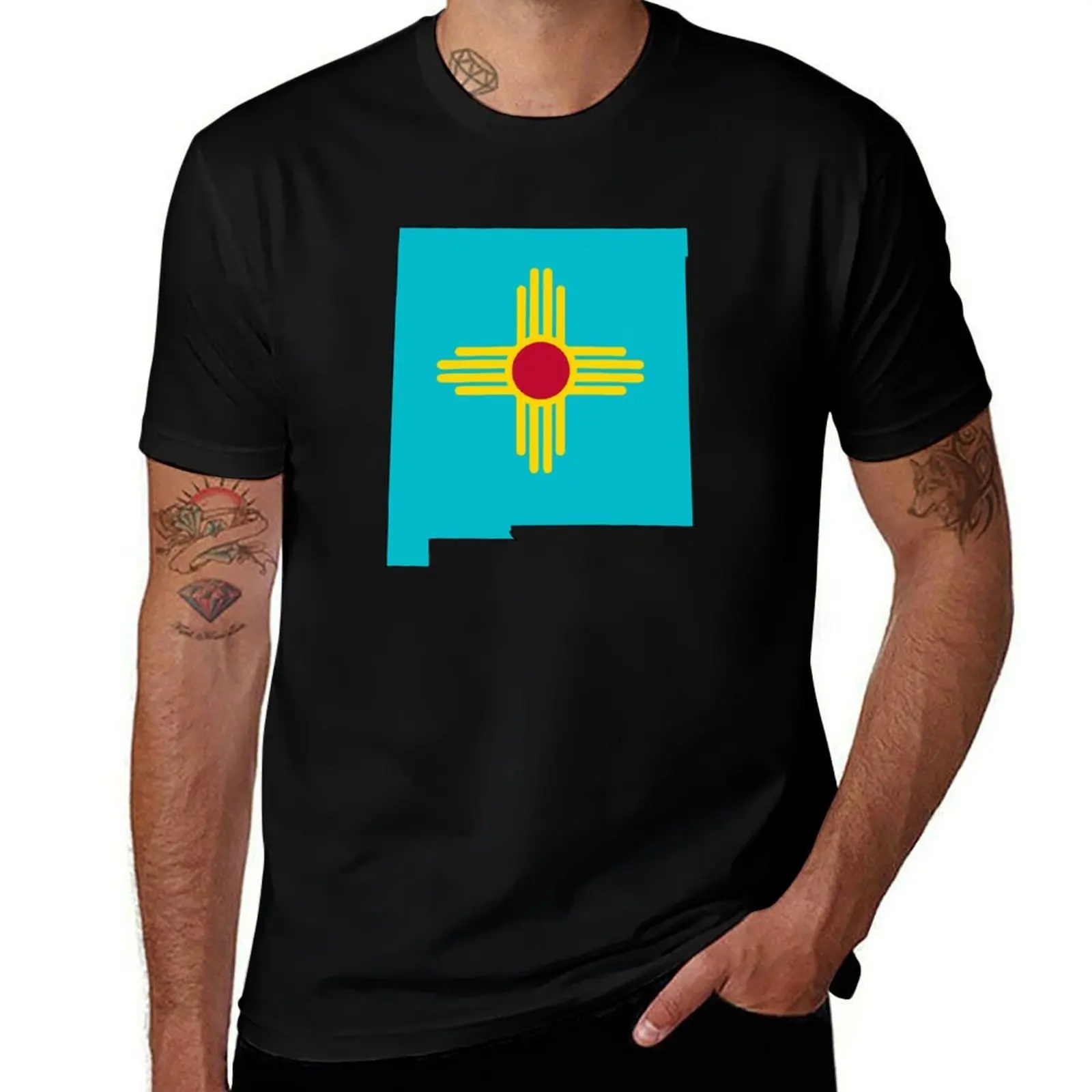 Turquoise New Mexico T-Shirt Soft Casual Short Sleeve Cotton Tee T-Shirt