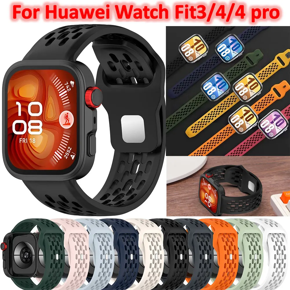 Correa de silicona suave para Huawei Watch Fit4, pulsera deportiva transpirable, cinturón para Huawei Watch Fit4 Pro/Fit3, accesorios