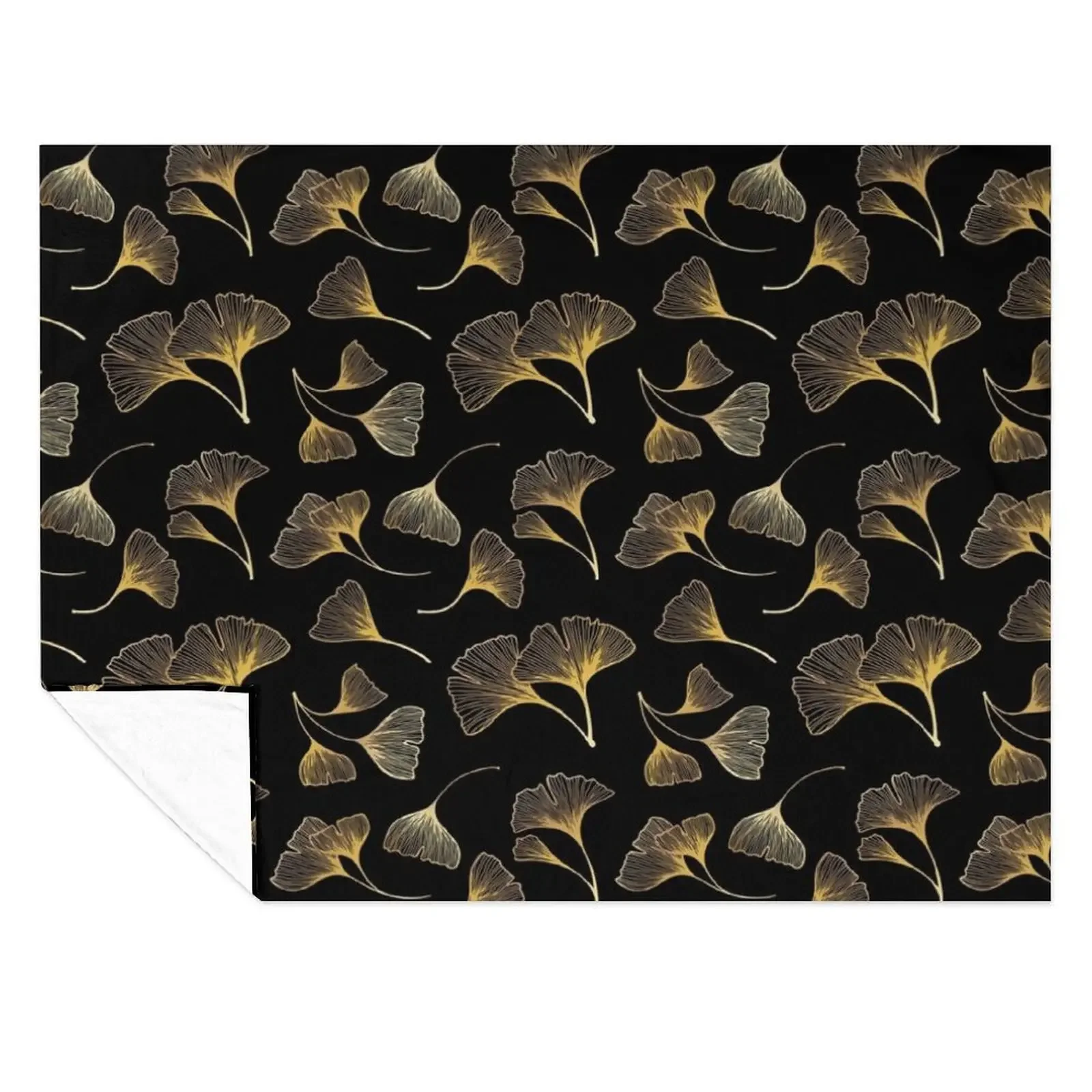 

Cute Golden Leaves Throw Blanket Decorative Beds Nap Flannel Sofa Throw Blankets