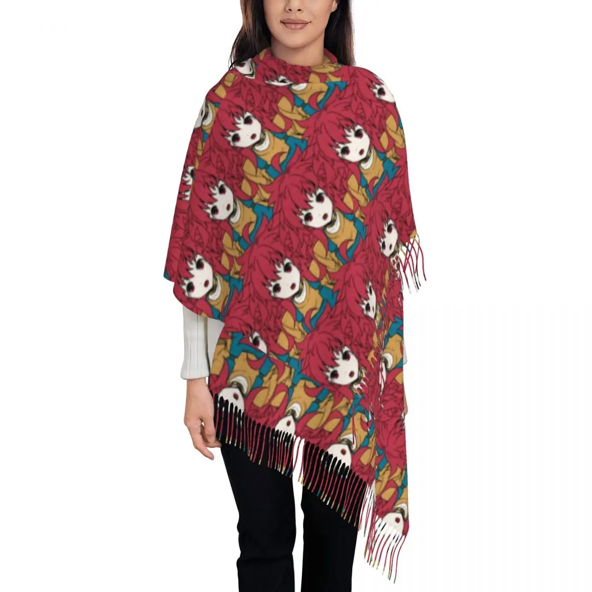 

Womens Tassel Scarf Nao Egokoro Long Winter Fall Shawl and Wrap Your Turn To Die Game Anime Gifts Pashmina Scarves
