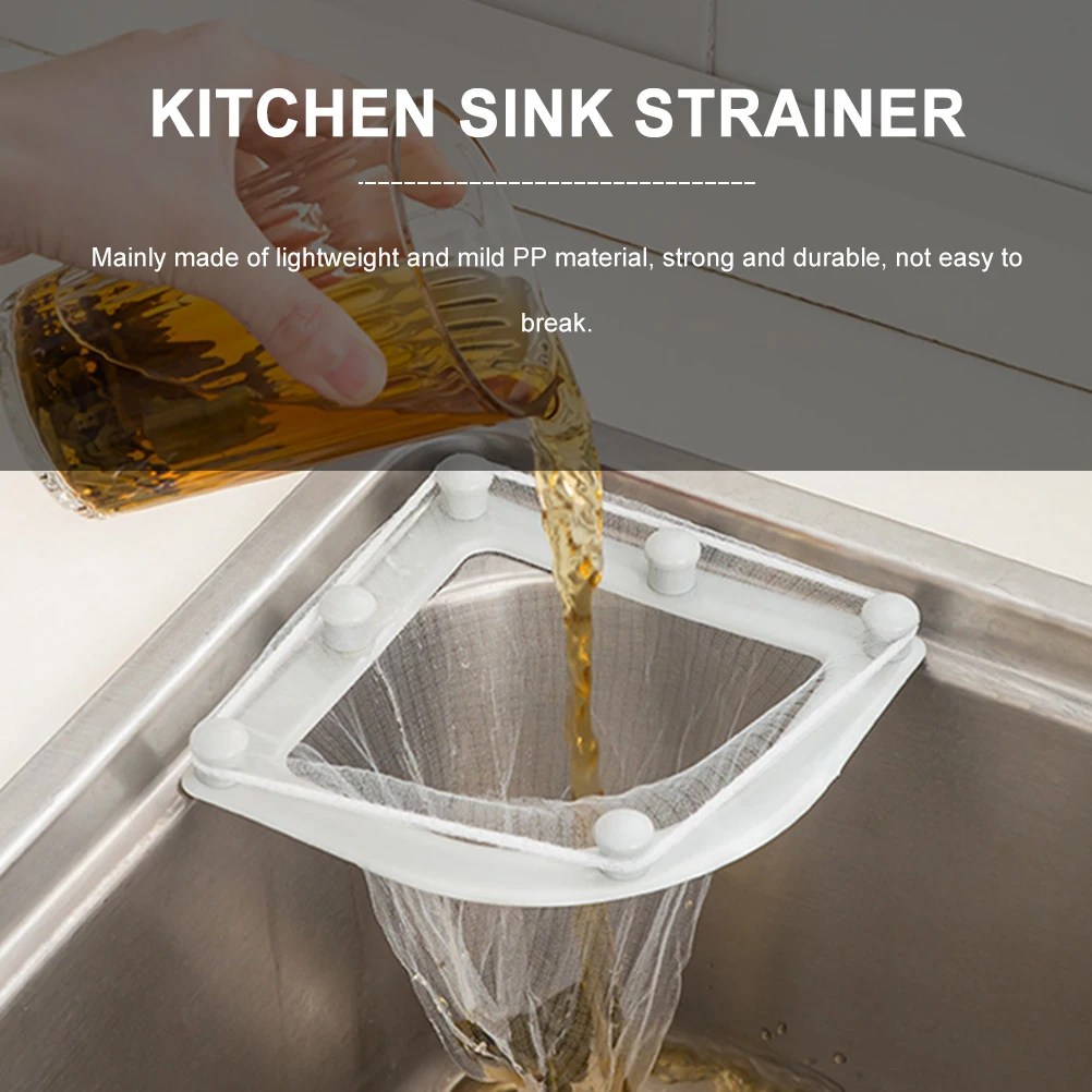 

Garbage Filter Net Triangle Sink Strainer Mesh Bag Kitchen Accessories Disposable PP Material High Density Water Passage Food
