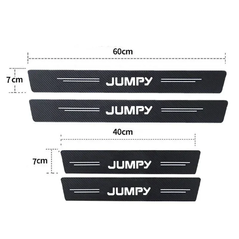 Carbon Fiber Leather Car Door Sill Threshold Stickers for Citroen JUMPY Logo Rear Trunk Protect Strip Durable Decals Accessories