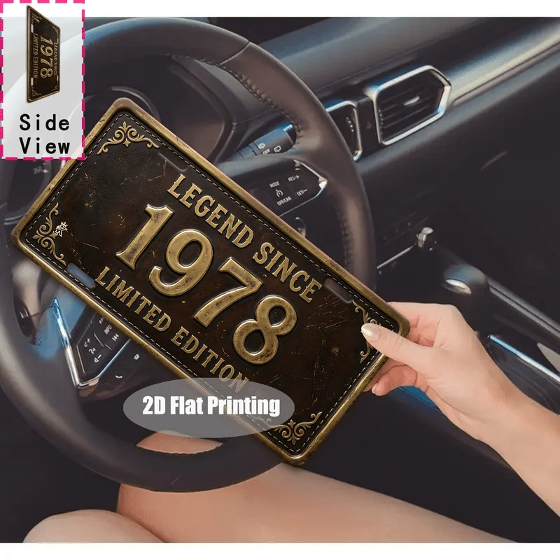 2D Flat - 【2D Flat】 1pc, Retro '1978' Metal Aluminum Sign (11.8'X5.9'), Bar, Cafe, Living Room, Doorway, Hallway, Courtyard, Gar