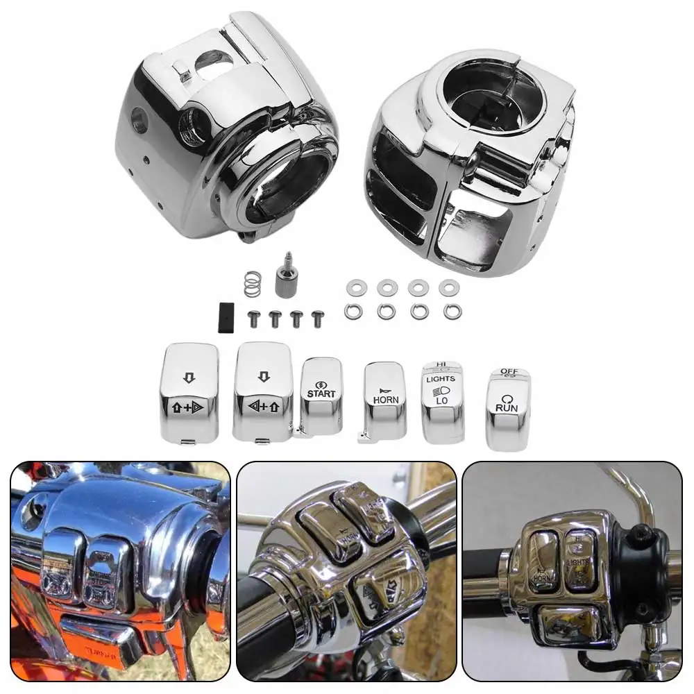 

For Harley Sportster XL 883 1200 Dyna Street Bob Softail Fat Boy Motorcycle Switch Caps Button & Switch Housings Cover Kits