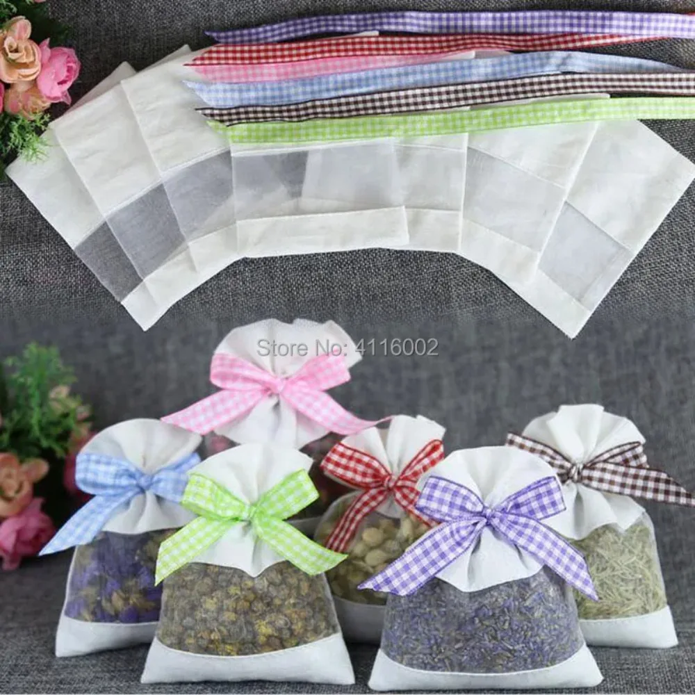 

100pcs/lot Cotton Organza Incense Bag Lavender Sachet Linen Package Bags Jewelry Cosmetic Storage Pouch Package Gift