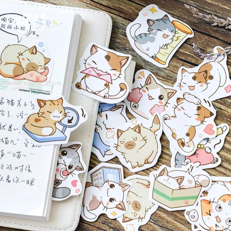 30 Pcs /pack Cute Cat Stickers Decorative Stationery Stickers Scrapbooking DIY Diary Album Stick Label