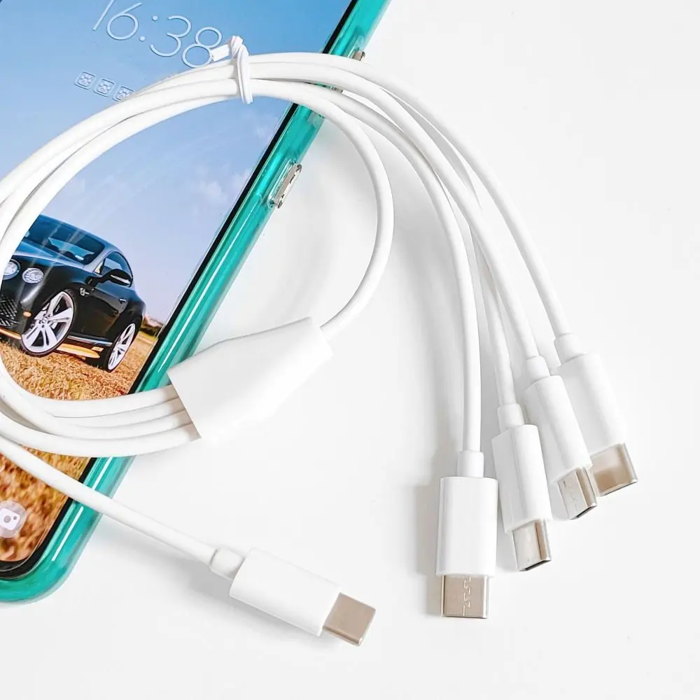 متعدد في 1 سحب واحد أربعة خط شحن سلك إمداد الطاقة USB إلى 4 منافذ نوع C كابل شاحن كابل نوع C إلى 4 نوع C سلك