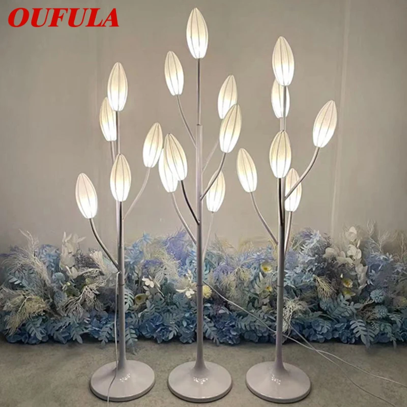 OUFULA Modern White lily Wedding Lights Festive AtmosphereLED Light for Party Stage Road Lead Background Decoration