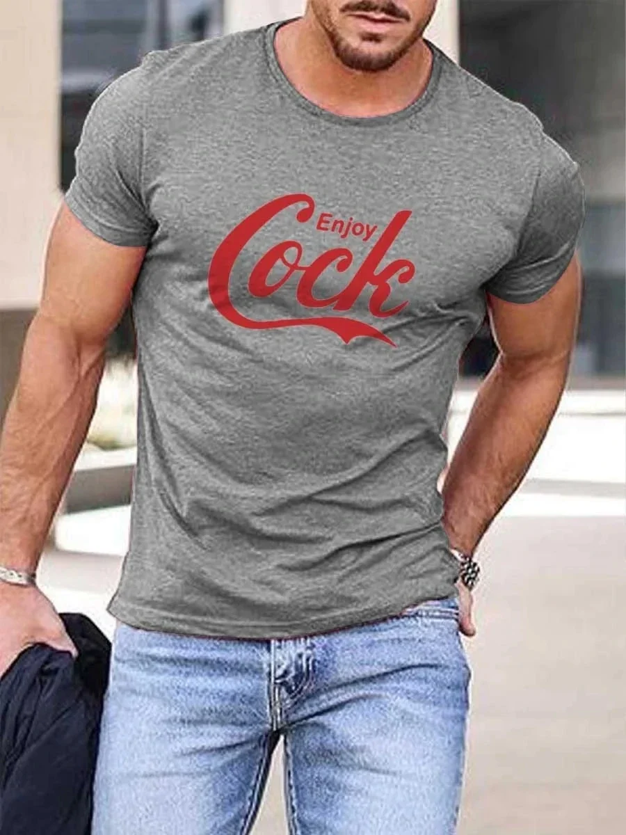 Summer Men's Printed Casual Crew Neck Short Sleeve T-Shirt Enjoy Cock T-Shirt 3D Printed T Shirt