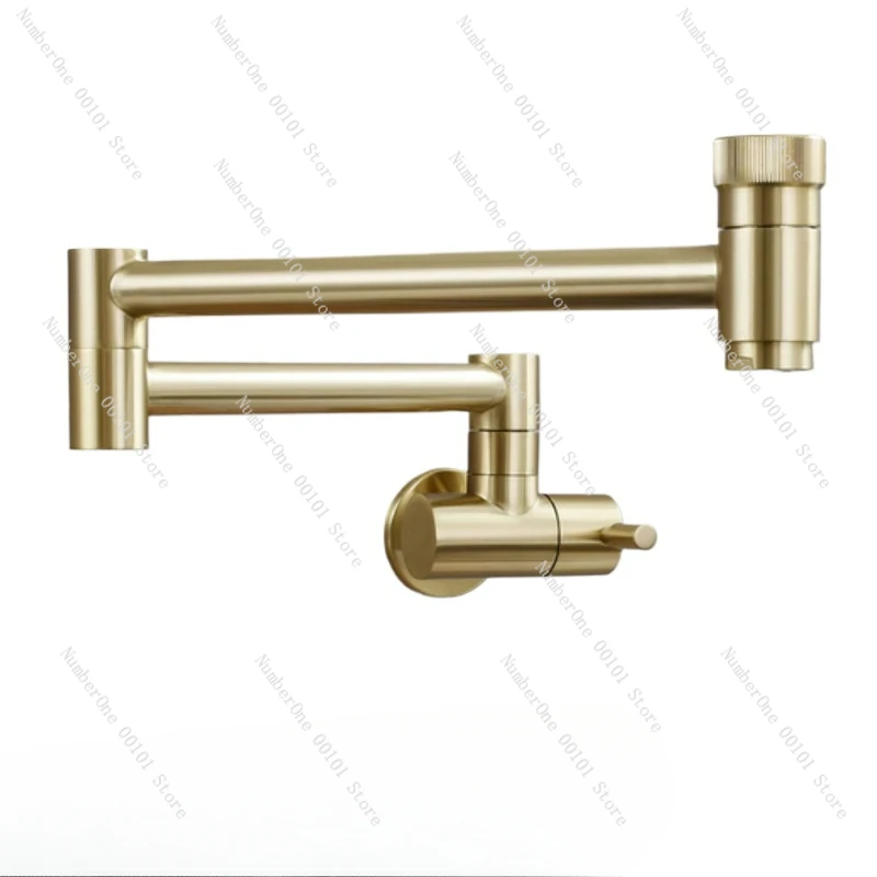 Brushed Gold Fold  Wall Mounted Retractable  Pot Filler Kitchen Sink Cold Water Water outlet