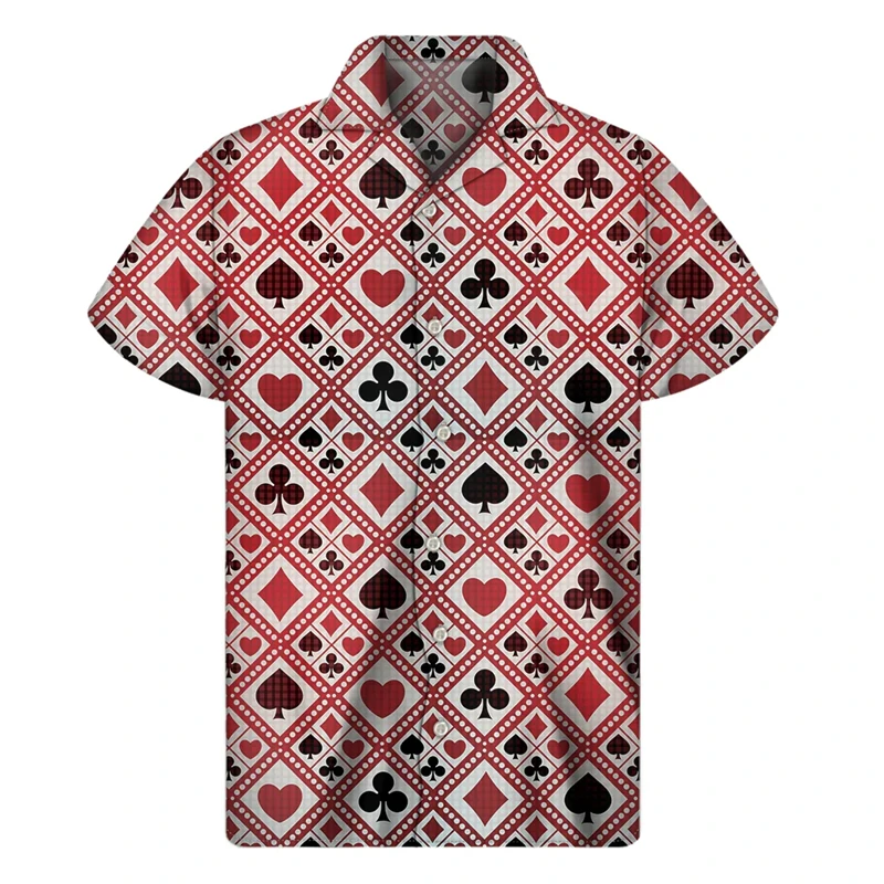 

New 2024 Summer Shirt Hawaii Short-sleeved Blouse 3D Printing Poker Unisex Beach Travel Casual Oversized Shirts Tops Lapel 4XL