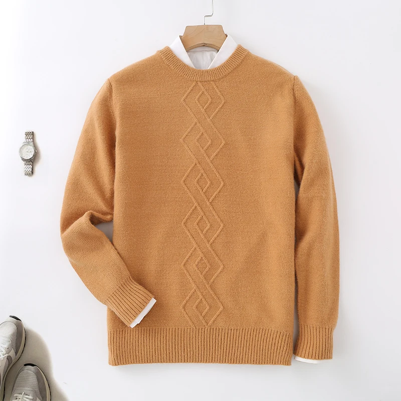 Men Knitted Sweaters Merino Wool O-Neck Long-Sleeve Thick Pullover Man Winter Autumn Male Jumpers Clothing