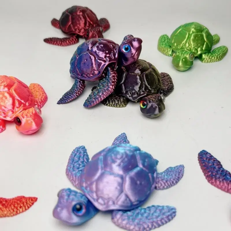 3D Printed Turtle Figurines Movable Joints Creative Collection Desktop Decoration Ornaments Holiday Gifts