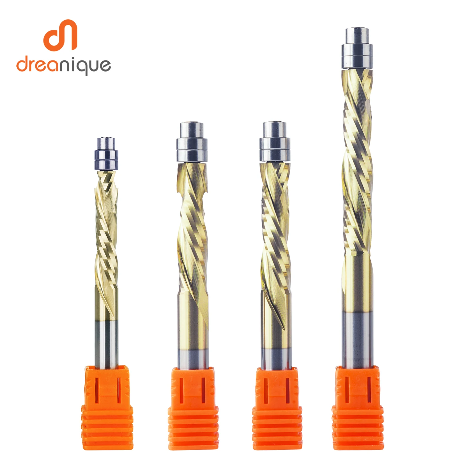 Dreanique 1pc 6MM 6.35MM 8MM Solid Carbide Bearing Guided Compression Milling Cutters Spiral Flush Trim Woodworking Trimmer Bit