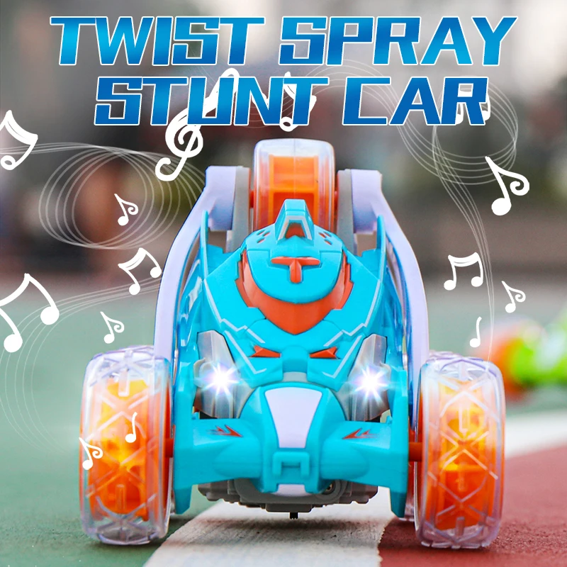 KF22 RC Toys 360° Electric Rotation Tumble Dazzling Cool Lights Dynamic Music Spray Effect High Speed Car Children's Toys Gifts