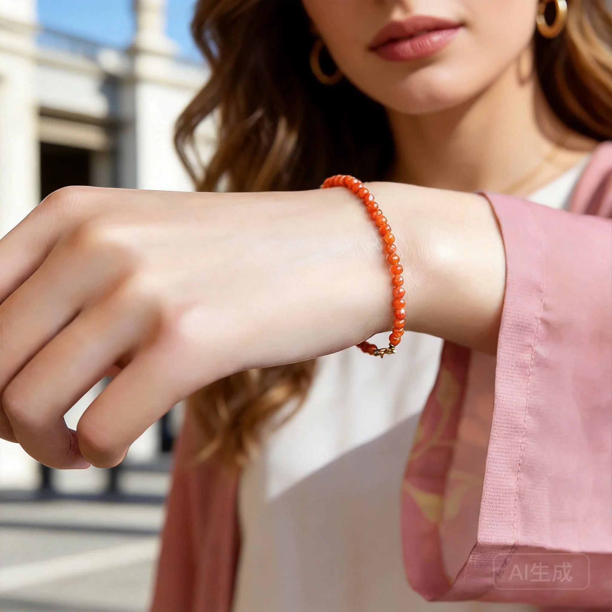 Women's Ultra Thin Natural South Red Agate Beaded Bracelet 2026 Chinese Style Genuine Semi Precious Stone Jewelry For Daily Wear