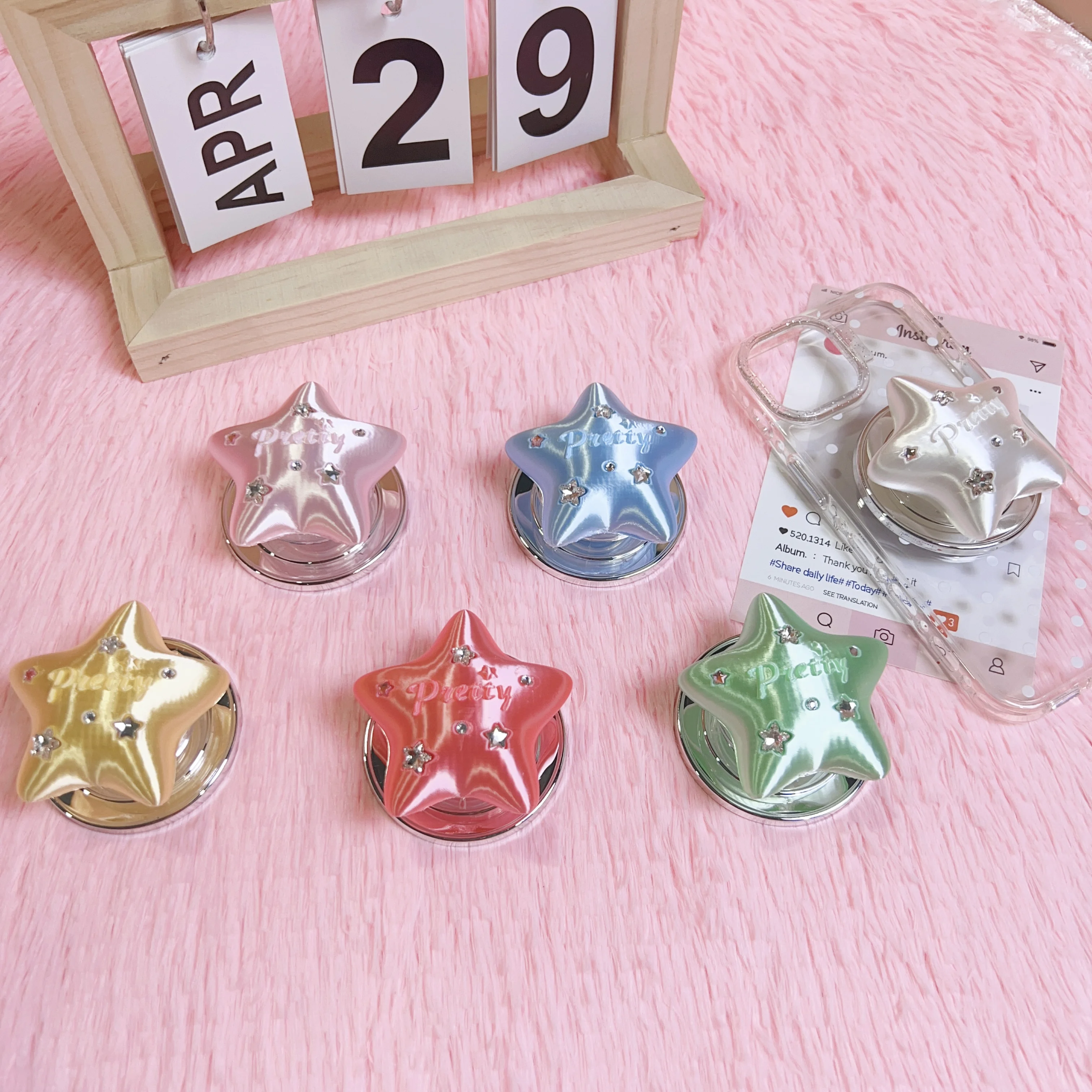 Phone Accessories For Teen Girls - Magnetischer 3D-Stern Handy-Pop-Socket, unregelmäßiger Stern, ausziehbarer