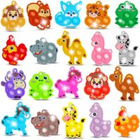 10/50PCS Cartoon Mini Keychain Fidget Toys Push Bubbles Stress Relief Sensory Toy Kawaii KeyRings fidgeting Toys for Kids Adult