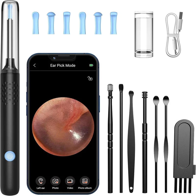 Ear Wax Removal,Ear Wax Removal Tool Camera with 1080P Ear Otoscope & 6 LED Lights, Wireless Ear Pick for Ear Cleaning