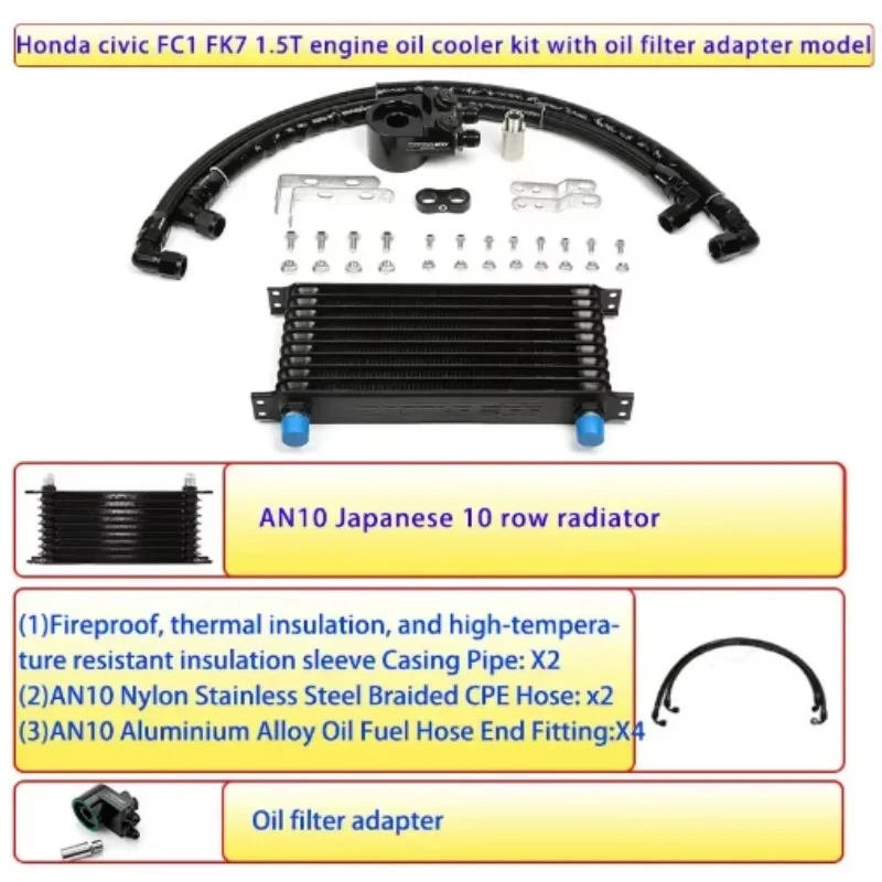 Engine Oil Cooler Kit For Honda Civic FC1 FK7 1.5T L15B Engine Oil Filter Thermostat Sandwich Plate Adapter BB-OCK-133/134