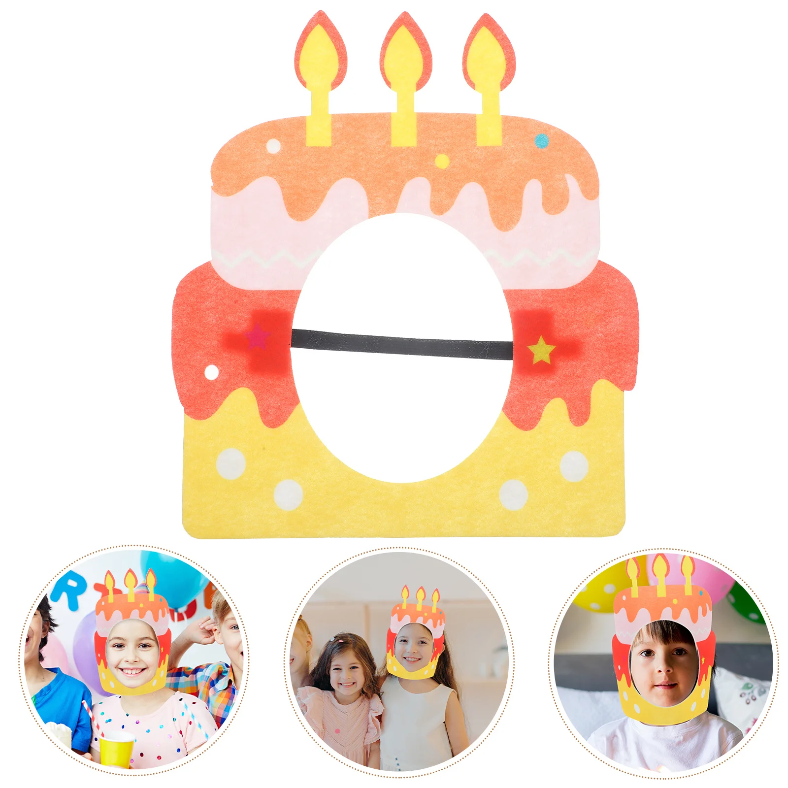 

Birthday Cake Headdress Photo Prop Comfortable Non Woven Material Birthday Party Decoration Supplies Cake Headdress