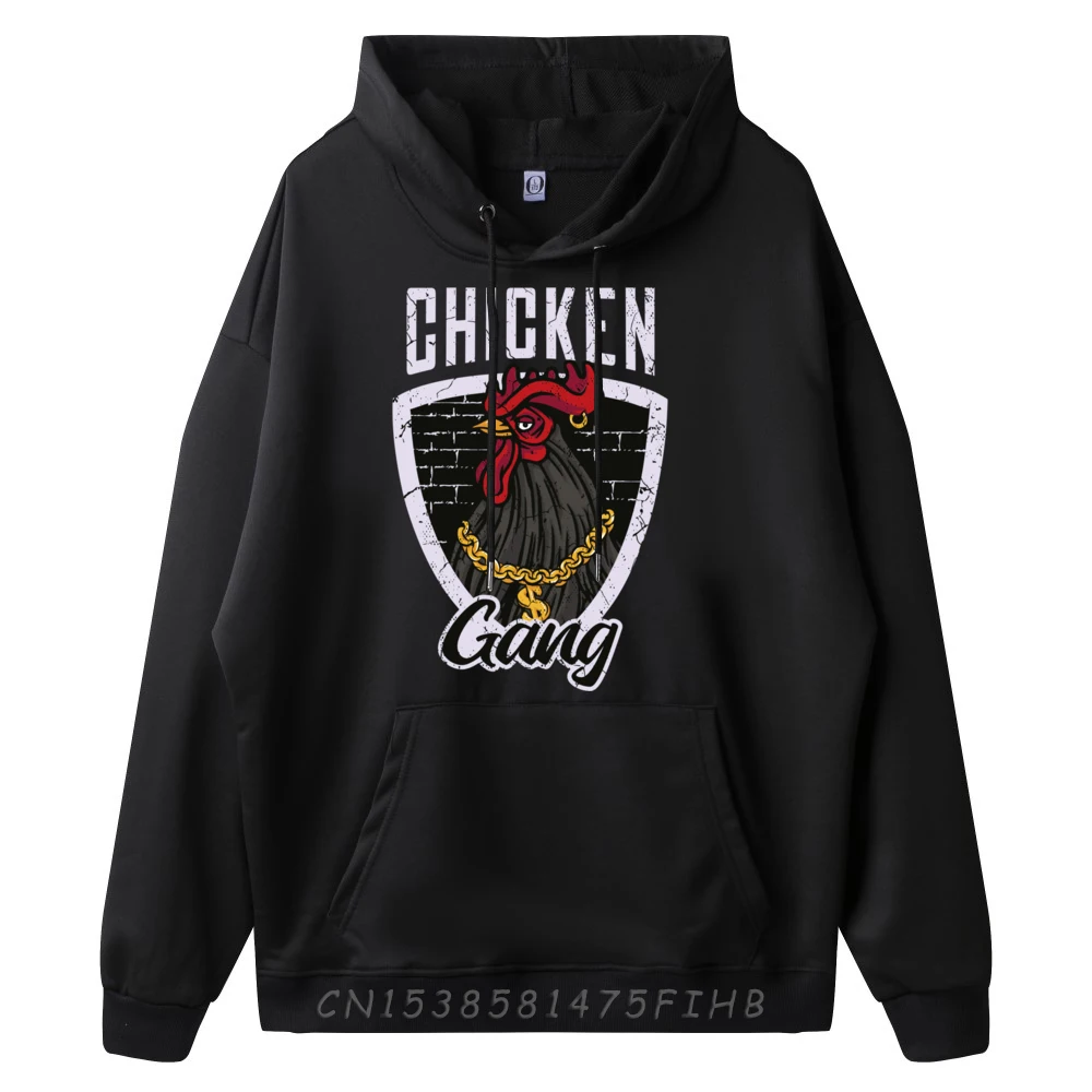Hip Hop Mens Hoodies O Neck Long Sleeve Chicken Gang Chicken Eggs Fun Hoodies Casual Sweatshirt