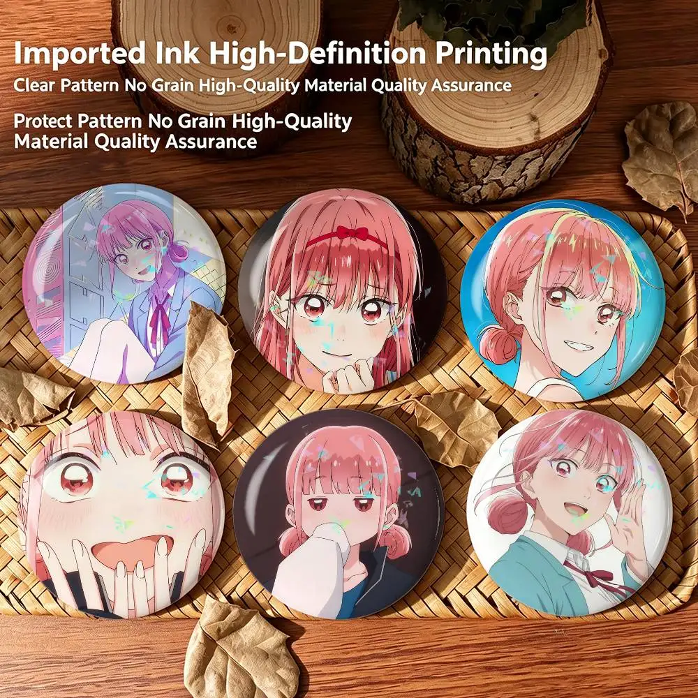B-Blue Box H-Hina Chono  Badges Creative Tinplate Round Button PinsBrooch Badge Clothes Backpack Custom
