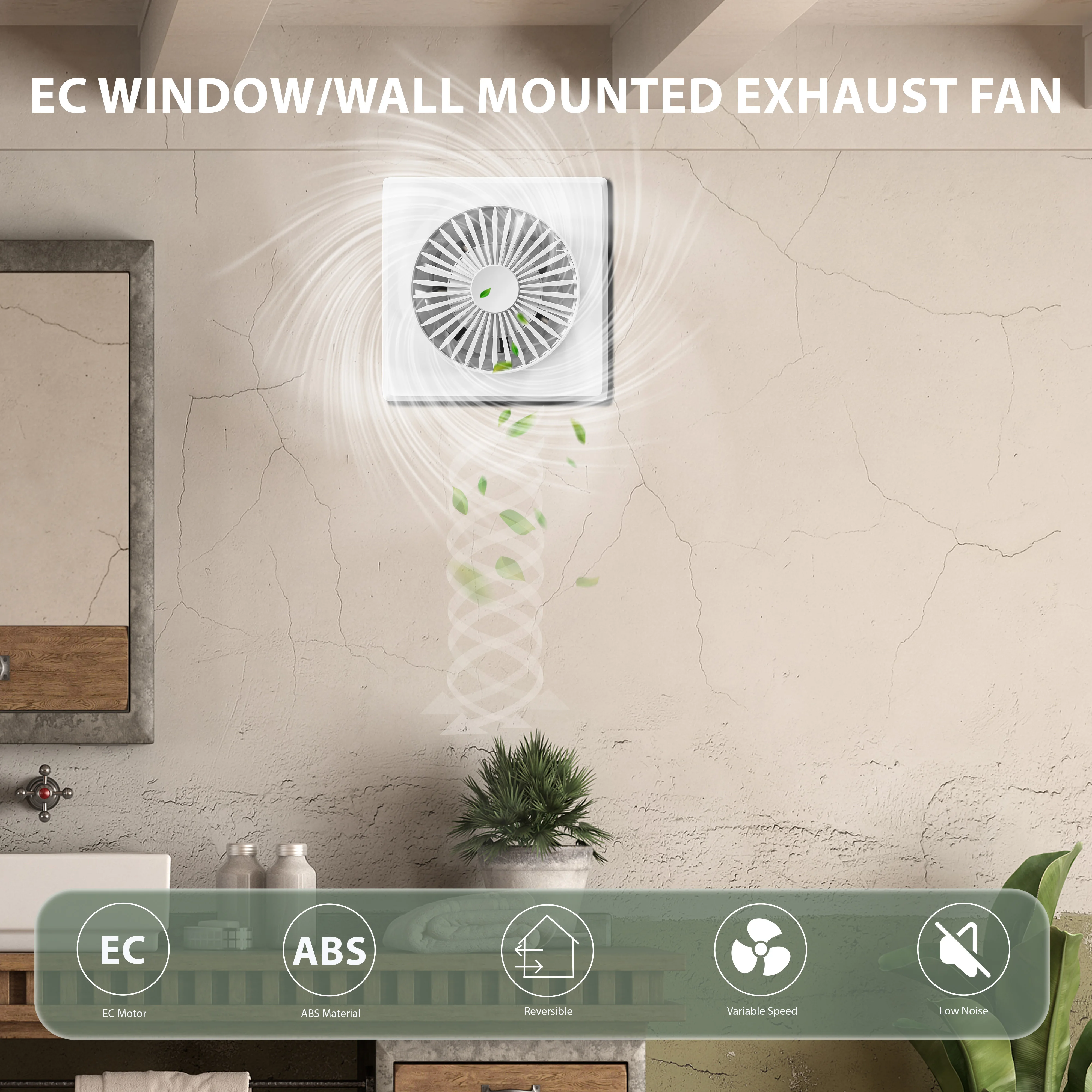 KCvents Reversible Ventilator Fan Exhaust Fan With Remote Control For Bathroom Room Kitchen Wall Mount Home ECO Friendly 4/6in