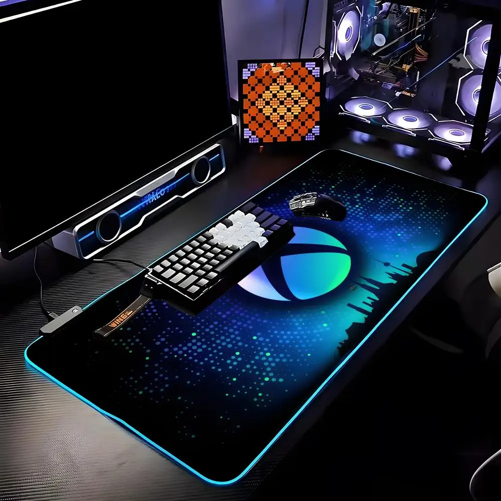 

X-Xbox Mouse Pad RGB HD Mousepad Pad Rug Desk Mat Computer Gaming PC Accessories Rubber Keyboard LED Mats