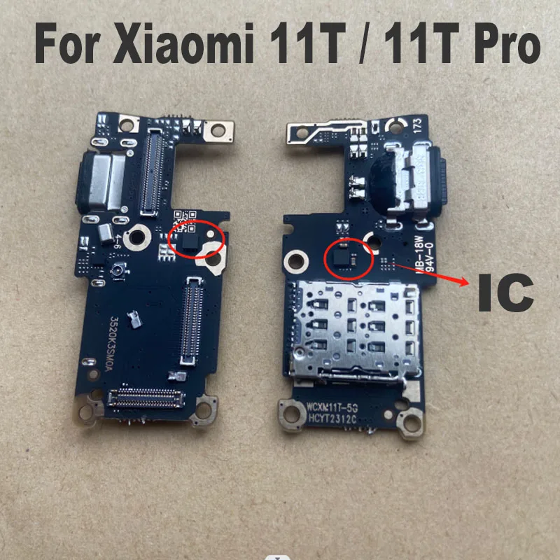 Puerto de carga USB para Xiaomi 11T / 11T Pro 5G, Conector de base, placa de cargador, Cable flexible, piezas de repuesto MI con IC, alta calidad