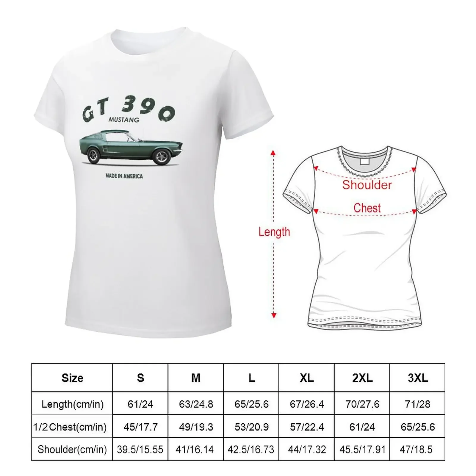 Bullitt Mustang 390GT T-shirt anime clothes Aesthetic clothing Women's clothing