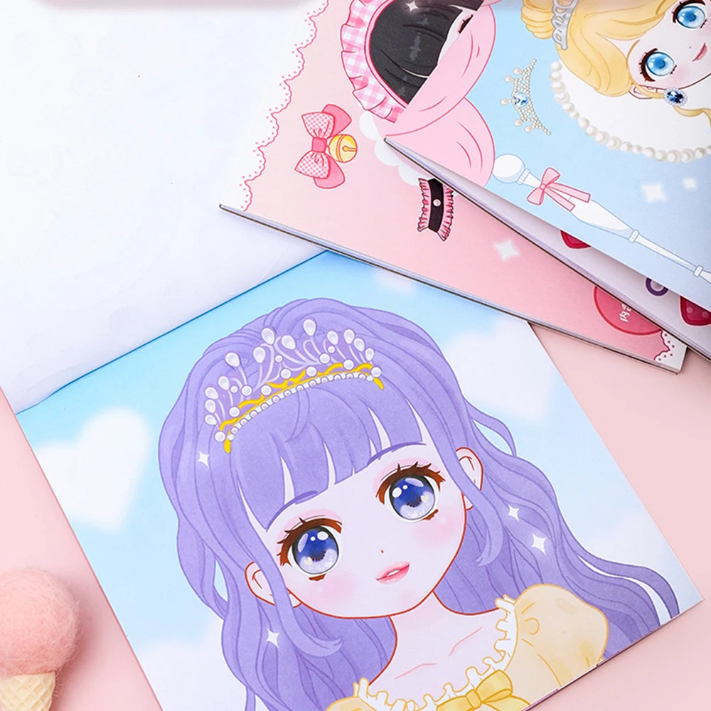Toy Puzzle Stickers Reusable for Girls Cartoon Princess Make a Face Stickers Handicrafts Creative Kids Stickers