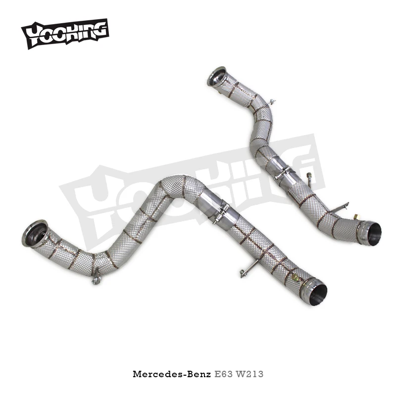 OBM Exhaust Header Downpipe For Mercedes-Benz E63/E63S AMG W213 4.0TT 2016-2023 Exhaust Heat Shield Straight Free Flow Pipe