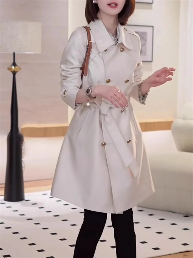 

Windbreaker Coat for Women mid Length 2025 Chinese Year Season Style Fashionable Waist Hugging High-end Super Good-looking Coat