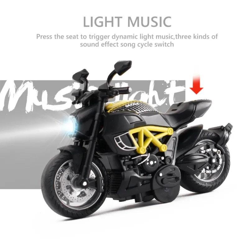 1/14 Alloy Return Motorcycle Model Simulation Motorcycle Car Model Sound And Light Push Pull Kids Toys For Boys Christmas Gifts