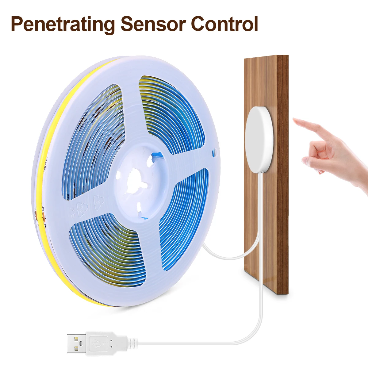 Flexible Led Strip Lighting 5V FOB USB COB LED Light Tape Penetrating Touch Switch Motion Sensor Bedroom Kitchen Cabinet Decor