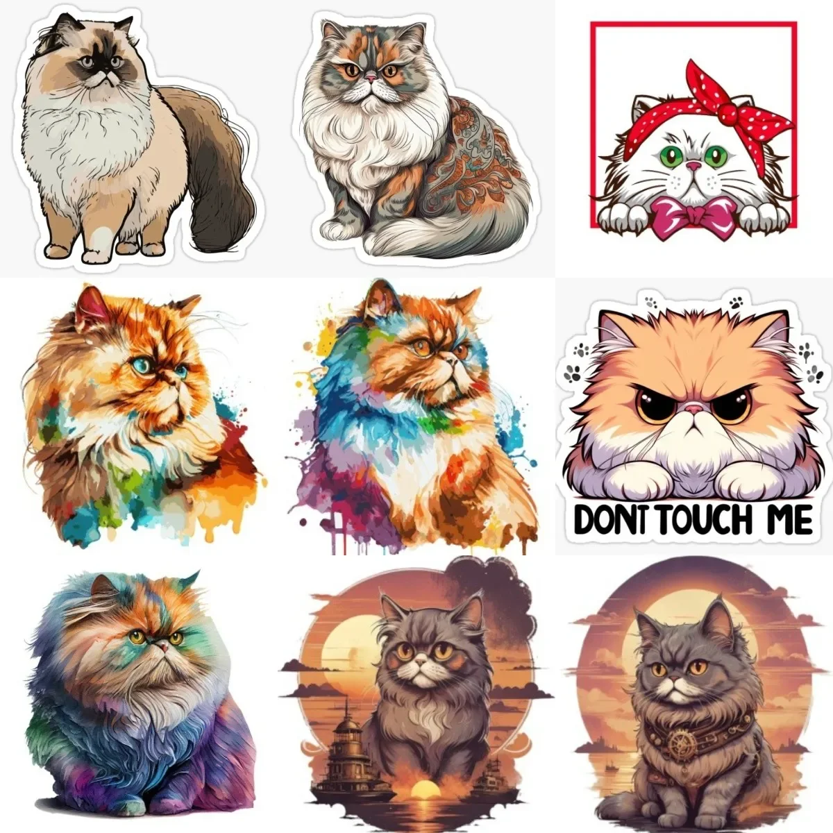 

Creative Persian Cat Pets Personalized PVC Waterproof Sticker for Decorate Fridge Room Wall Window Car Decal Accessories