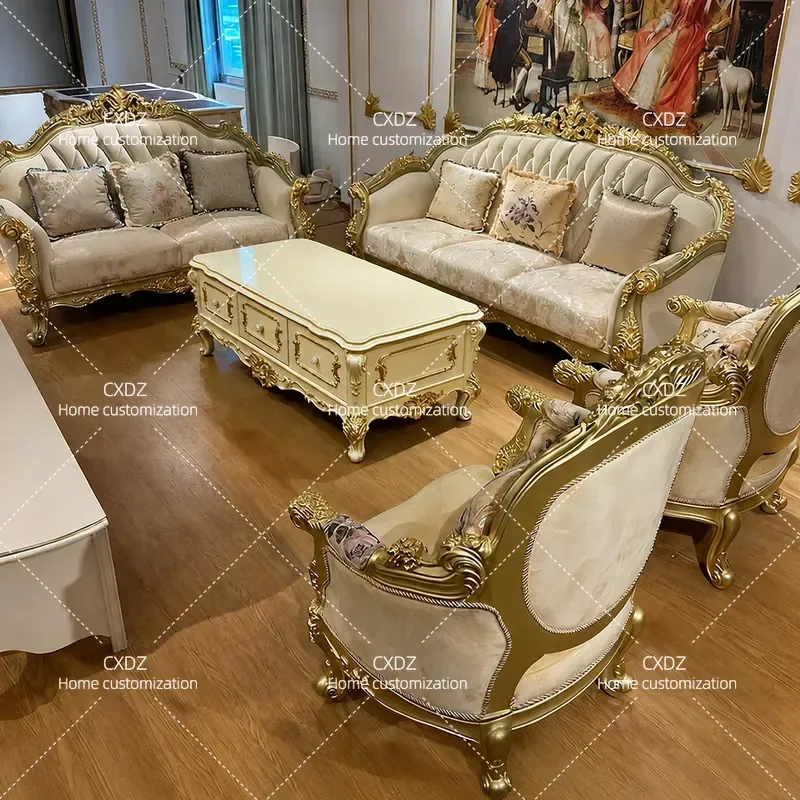 French style neoclassical solid wood sofa living room carved aristocratic European luxury European and American high-end