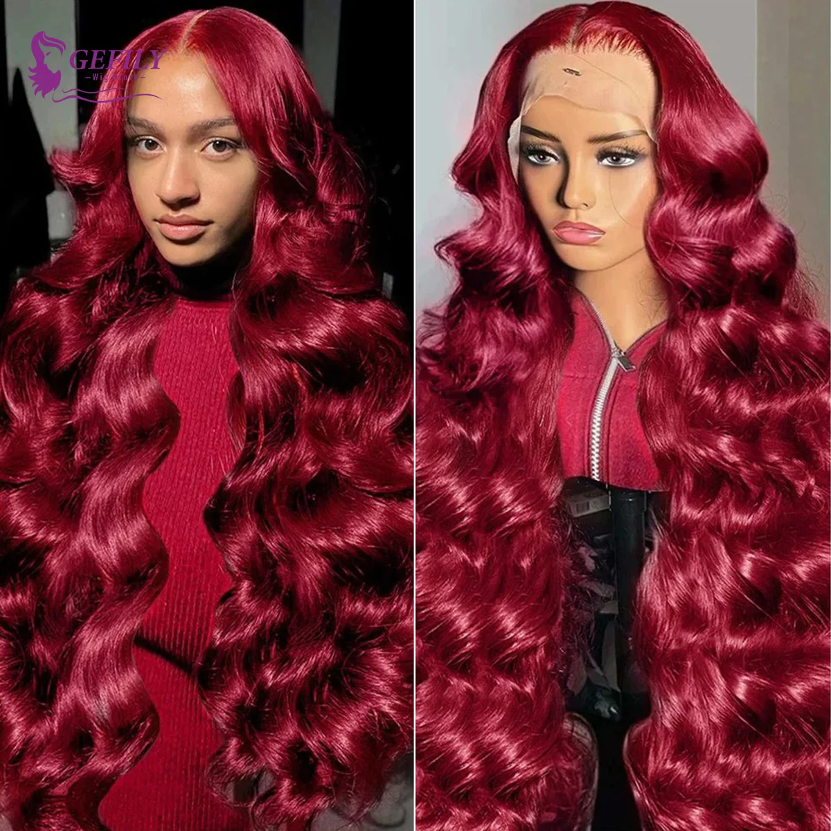 Burgundy 99j Body Wave Human Hair Wigs 13x4 13x6 Hd Tranparent Lace Front Human Hair Wig Red Colored Preplucked Lace Frontal Wig