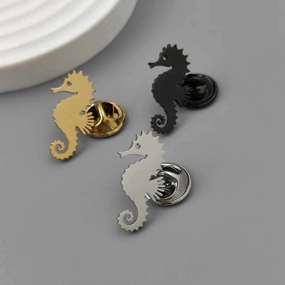 Exquisite Seahorse Stainless Steel Cufflinks Available in Gold, Silver, and Black Colors Men's Business Dress Shirt Sleeve Nails