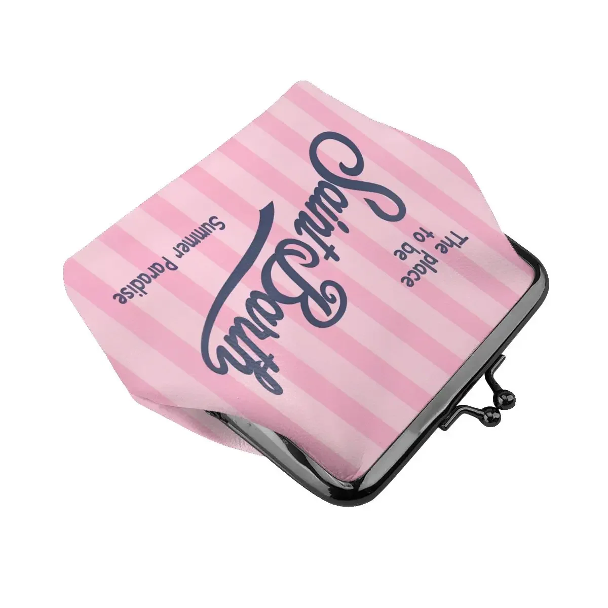 S-Saint B-Barth PU lederen Kiss Lock-portemonnee voor dames. Houdt uw lippenstift, kleine cosmetica, sleutels en sommige munten